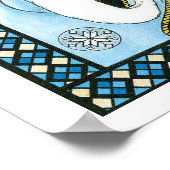 Weihnachten, Blauer Weihnachtsmann mit Snowglobe Poster (Ecke)