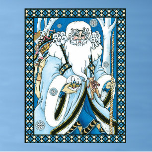 Weihnachten, Blauer Weihnachtsmann mit Snowglobe Poster