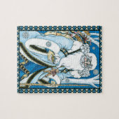 Weihnachten, Blauer Weihnachtsmann mit Snowglobe Puzzle (Horizontal)