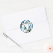 Weihnachten, Blauer Weihnachtsmann mit Snowglobe Runder Aufkleber (Umschlag)