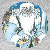 Weihnachten, Blauer Weihnachtsmann mit Snowglobe Runder Aufkleber