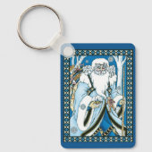 Weihnachten, Blauer Weihnachtsmann mit Snowglobe Schlüsselanhänger (Vorderseite)