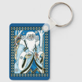 Weihnachten, Blauer Weihnachtsmann mit Snowglobe Schlüsselanhänger (Rückseite)