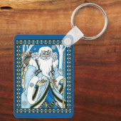 Weihnachten, Blauer Weihnachtsmann mit Snowglobe Schlüsselanhänger (Rückseite)