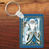 Weihnachten, Blauer Weihnachtsmann mit Snowglobe Schlüsselanhänger (Vorderseite)