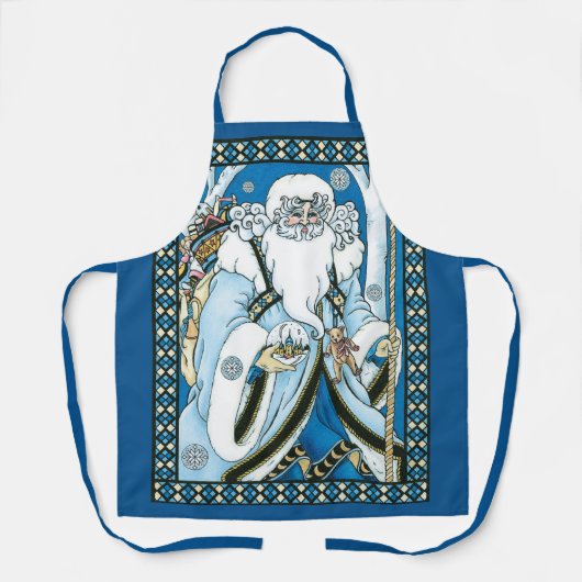 Weihnachten, Blauer Weihnachtsmann mit Snowglobe Schürze (Vorderseite)