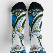 Weihnachten, Blauer Weihnachtsmann mit Snowglobe Socken (Oben)