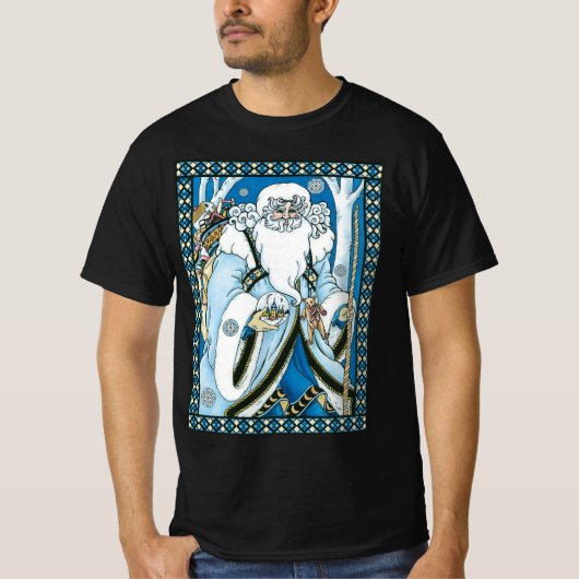 Weihnachten, Blauer Weihnachtsmann mit Snowglobe T-Shirt (Vorderseite)