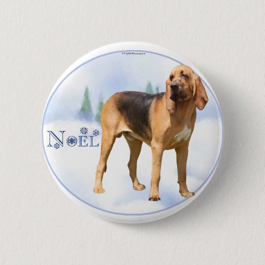 Weihnachten Bloodhound Button (Vorderseite)