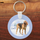 Weihnachten Bloodhound Schlüsselanhänger (Vorderseite)