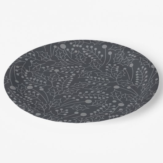 Weihnachten Blühe Weihnachten Art Holly Leaf Print Pappteller (Schrägansicht)