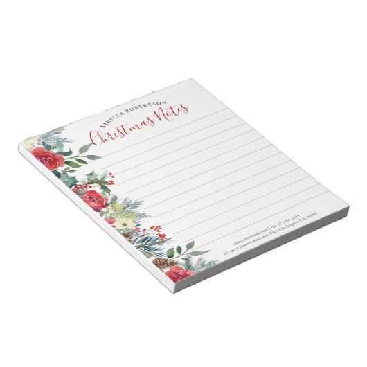 Weihnachten-Blume grenzen an moderne Aquarelle Notizblock (angewinkelt)