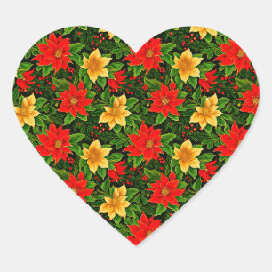 Weihnachten Blume Nahtloses Muster-69956 Herz-Aufkleber