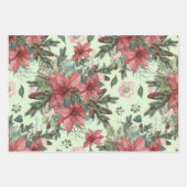 Weihnachten Blume Poinsettia Pinecones Geschenkpapier Set (Vorderseite)