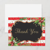 Weihnachten Blume Red Black Gold Glitzer Confetti Dankeskarte (Vorne/Hinten)