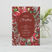 Weihnachten Blume und Blätter Wasserfarbe 2 Einladung (Stehend Vorderseite)