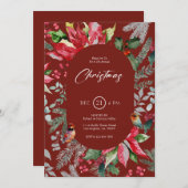 Weihnachten Blume und Blätter Wasserfarbe 2 Einladung (Vorne/Hinten)
