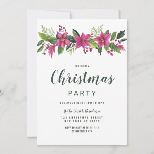 Weihnachten Blume Weihnachten Party Einladung (Vorderseite)