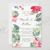 Weihnachten Blumenfarbe Grüne Leaf Paare Dusche Einladung (Vorderseite)