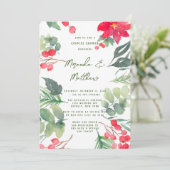 Weihnachten Blumenfarbe Grüne Leaf Paare Dusche Einladung (Stehend Vorderseite)