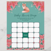 Weihnachten Blumenfox Baby Dusche Bingo Spiel (Vorderseite)