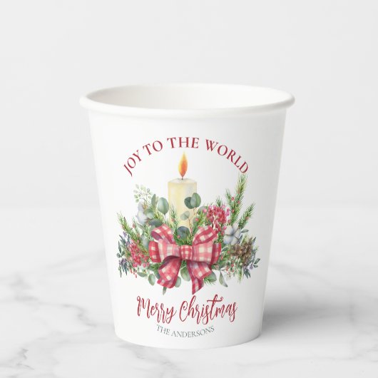 Weihnachten Blumenfreude am Kerzenbogen Pappbecher (Vorderseite)