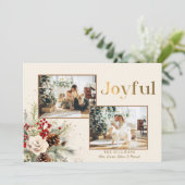 Weihnachten Blumengolden Joyful Text 2-Foto (Stehend Vorderseite)