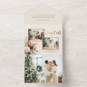 Weihnachten Blumengolden Joyful Text Multi-Foto All In One Einladung (Innen Boden)