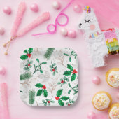 Weihnachten Blumengrün Festliche Winterferien Pappteller (Party)