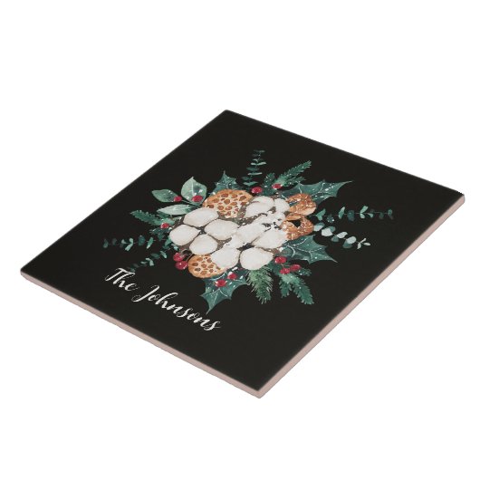 Weihnachten Blumengrün Fliese (Seite)