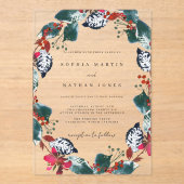 Weihnachten Blumenleaf Clear Wedding Acrylic Acryleinladungen (Vorderseite)