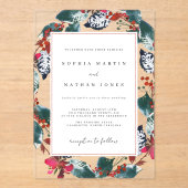 Weihnachten Blumenleaf Moderne Clear Wedding Acryleinladungen (Vorderseite)