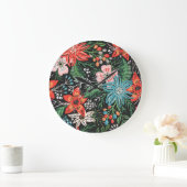 Weihnachten Blumenmuster Große Wanduhr (Zuhause)