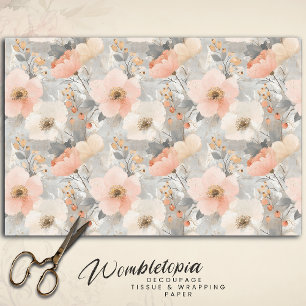 Weihnachten Blumenpastel Peach & Grau Wasserfarbe Seidenpapier