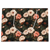 Weihnachten Blumenpeony Pink & Dark Green Große Geschenktüte (Vorderseite)