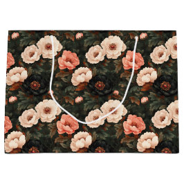 Weihnachten Blumenpeony Pink & Dark Green Große Geschenktüte