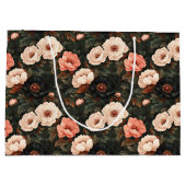 Weihnachten Blumenpeony Pink & Dark Green Große Geschenktüte (Rückseite)