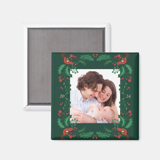 Weihnachten Blumenrahmen Magnet (Vorderseite/Rückseite)