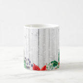 Weihnachten Blumenreath Holzplanke Kaffeetasse (Mittel)