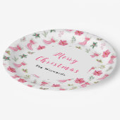 Weihnachten Blumenrosa Skate Frohe Weihnachten Pappteller (Schrägansicht)