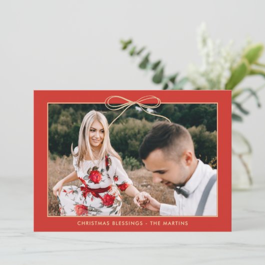 Weihnachten Blumenrot Elegantes Bow-Foto (Stehend Vorderseite)