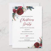Weihnachten Blumenrot Weißes Party Einladung (Vorderseite)