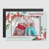 Weihnachten Blumenstrauß Aqua Holiday Foto Magnet (Vorne/Hinten)