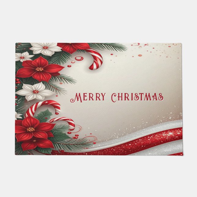 Weihnachten Blumenstrauß Canes Holiday Doormat Fußmatte (Vorderseite)