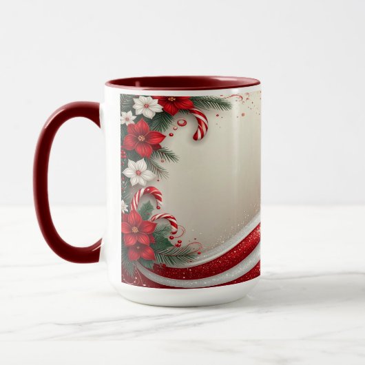 Weihnachten Blumenstrauß Canes Holiday Tasse (Links)