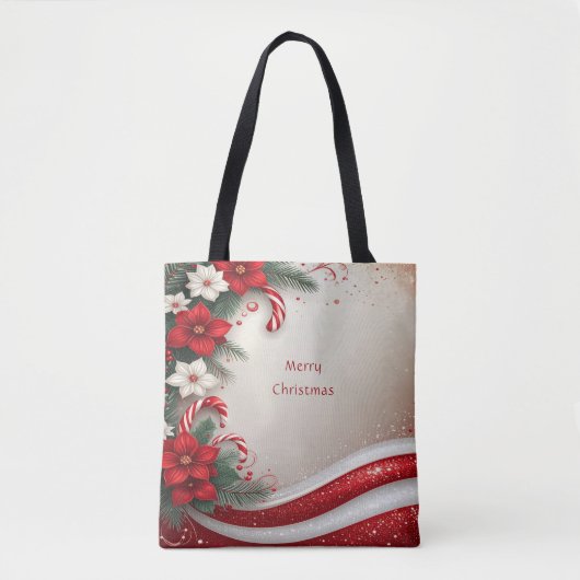 Weihnachten Blumenstrauß Canes Holiday Tote Bag Tasche (Vorderseite)