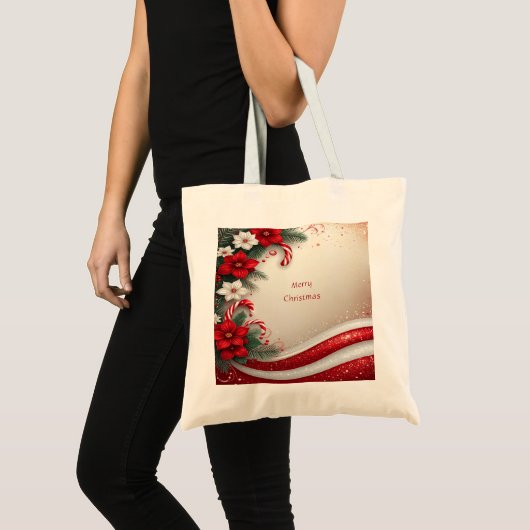 Weihnachten Blumenstrauß Canes Holiday Tote Bag Tragetasche (Vorderseite (Produkt))