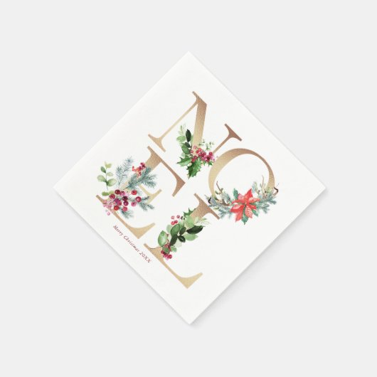 Weihnachten Blumenstrauß Weihnachten Urlaub Serviette (Ecke)
