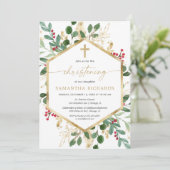 Weihnachten Blumenwein Weihnachten Rotes Grün Gold Einladung (Stehend Vorderseite)