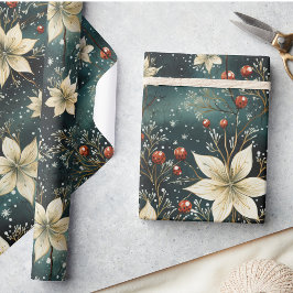 Weihnachten Blumenwintercreme Poinsettia Geschenkpapier